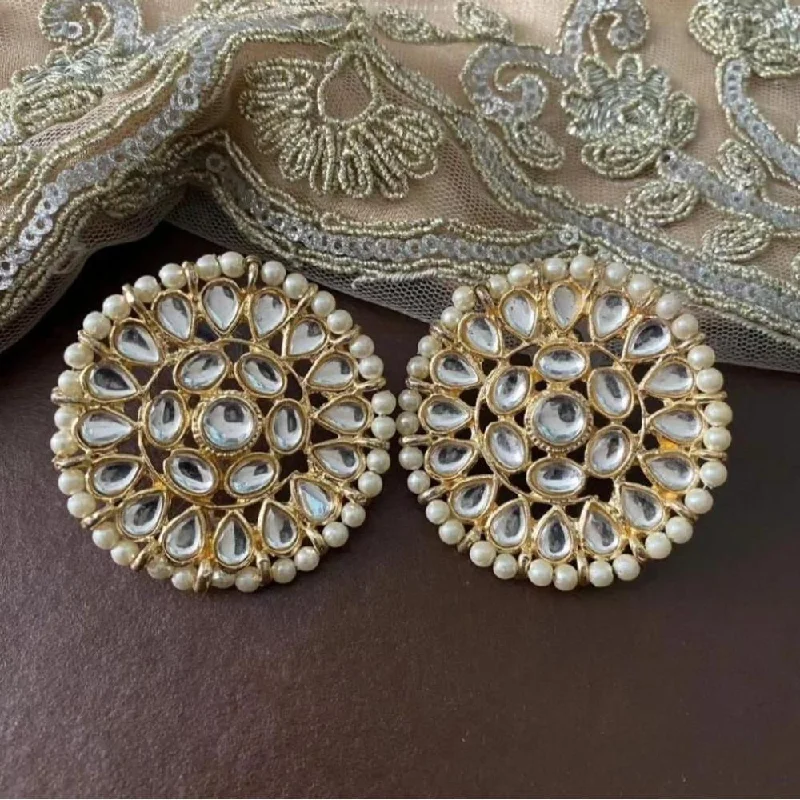 women’s silver earrings-Akruti Collection Gold Plated Kundan Dangler Earrings