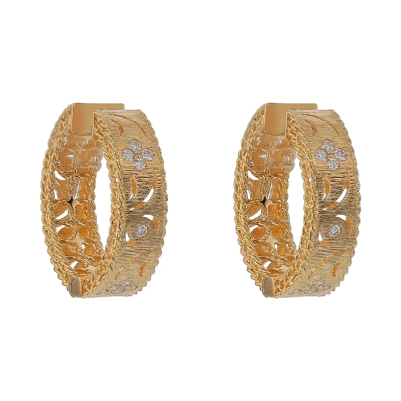 women’s gold hoop earrings-Princess 0.23Ct Diamond Hoop Earrings in 18k Yellow Gold