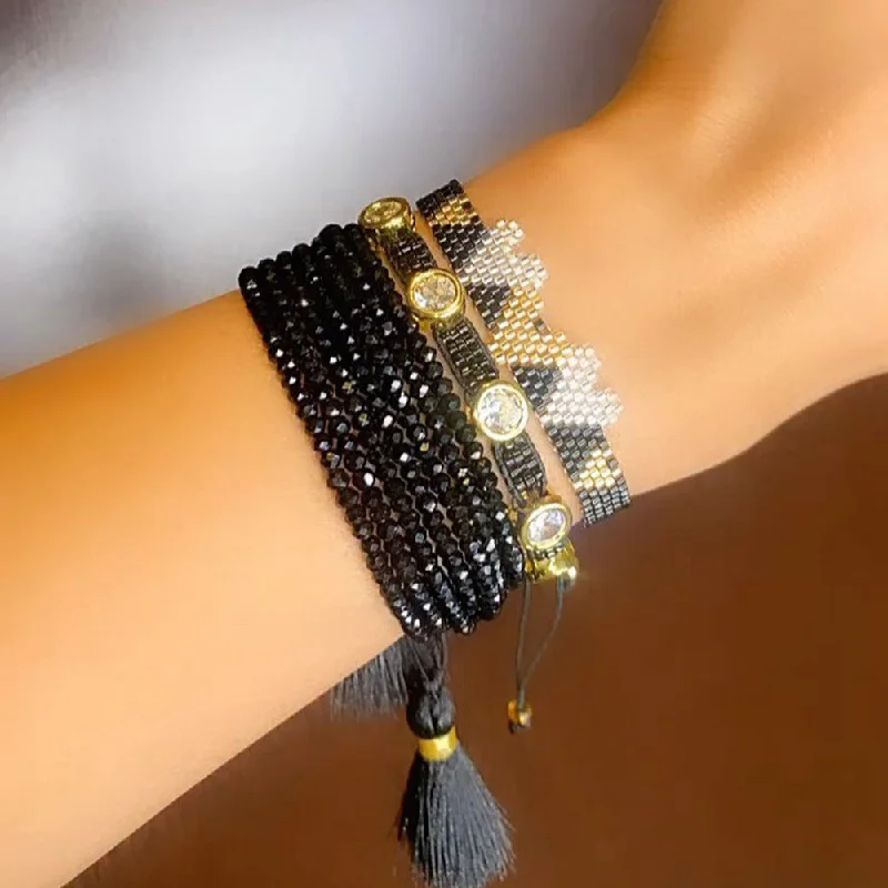 women’s leather bracelets-Bohemian Streetwear Geometric Mixed Materials Women's Bracelets