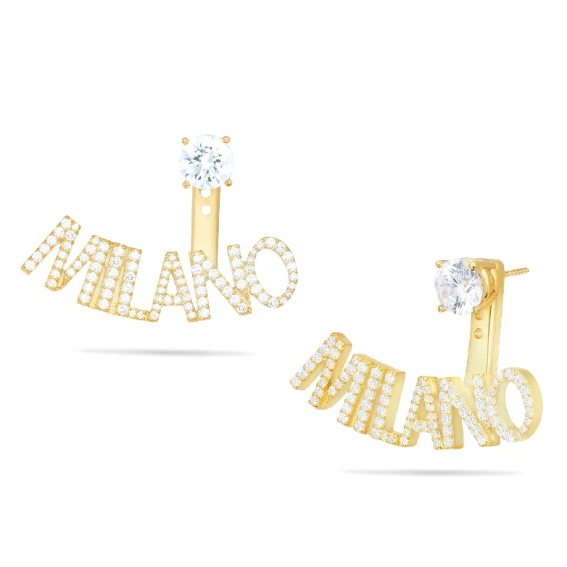 women’s double-stud earrings-Custom "MILANO" Diamond Earrings for Milano di Rouge