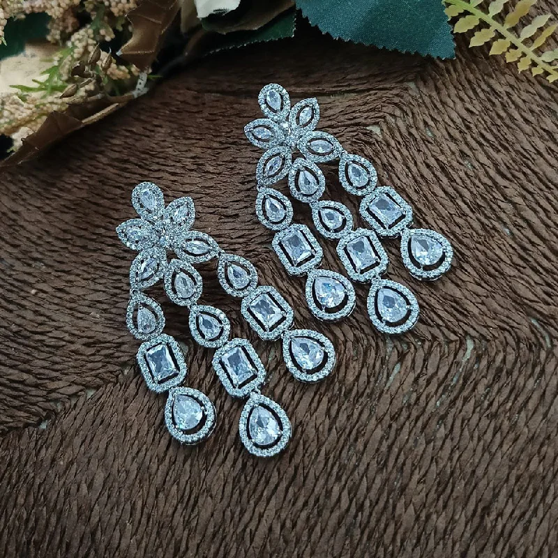 women’s angel wing earrings-Manisha Jewellery Silver Plated AD Stone Dangler Earrings