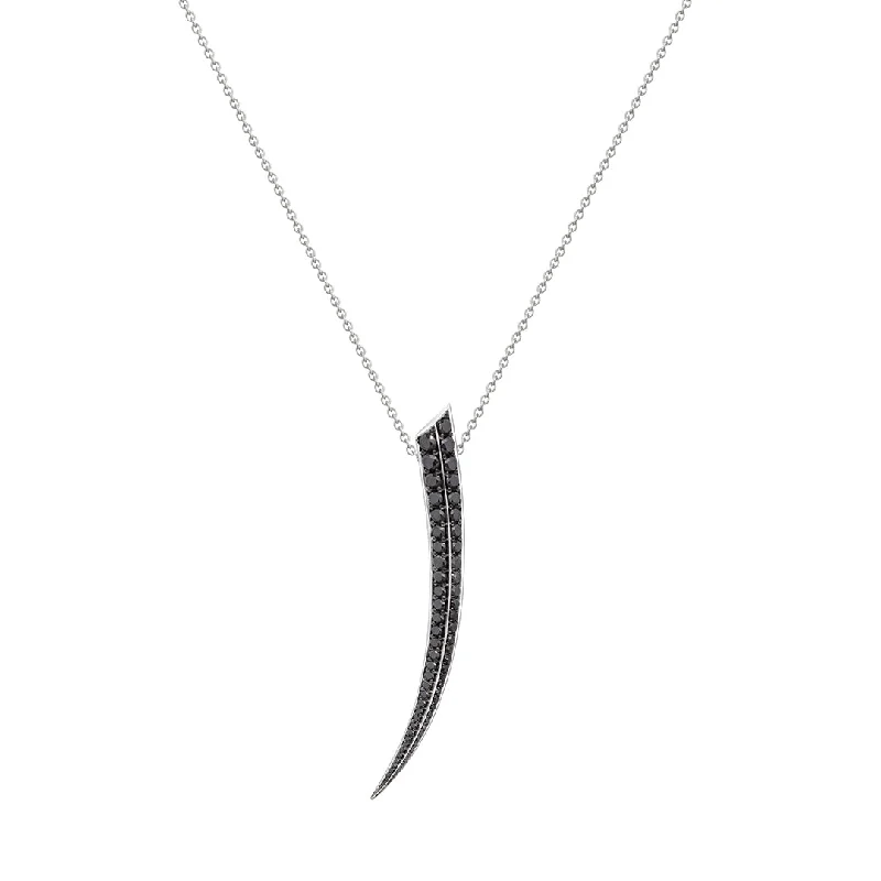 women’s delicate necklaces-women’s delicate necklaces-Sabre Fine Medium Necklace - 18ct White Gold & Black Diamond