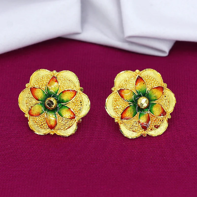 women’s charm earrings-Mahavir Dye Gold Plated  Studs Earrings