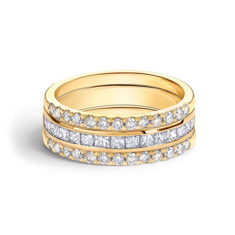 women’s birthstone rings-women’s birthstone rings-White Diamond & Large Pavé Stack