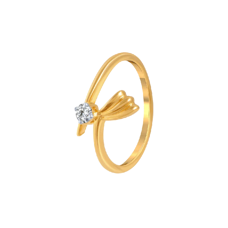 women’s simple rings-18KT (750) Yellow Gold And Diamond Ring For Women