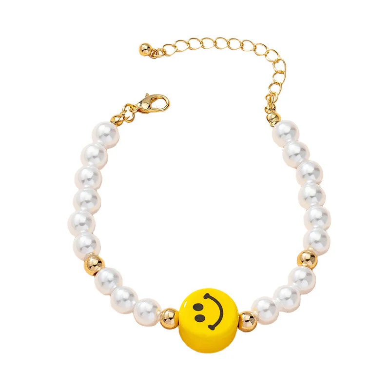 women’s statement bangles-Wholesale Jewelry Retro Smiley Face Pearl Beaded Bracelet Gooddiy