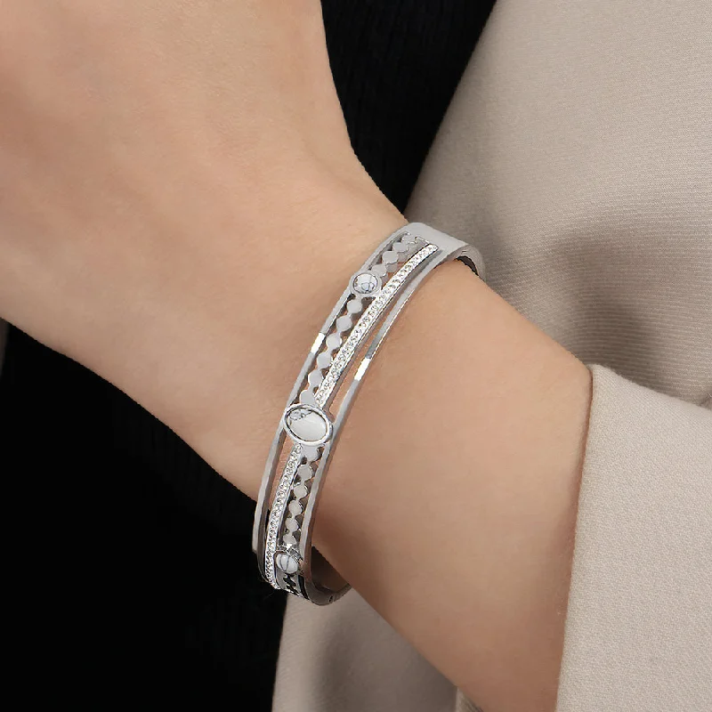 White-Barked Pine Stone Steel Bracelet