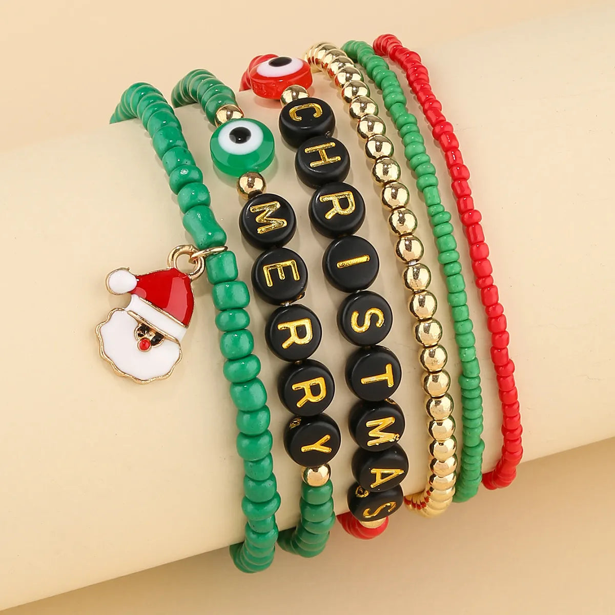 women’s timeless bangles-Vintage Style Simple Style Santa Claus Letter Devil's Eye Arylic Soft Clay Irregular Beaded Unisex Bracelets