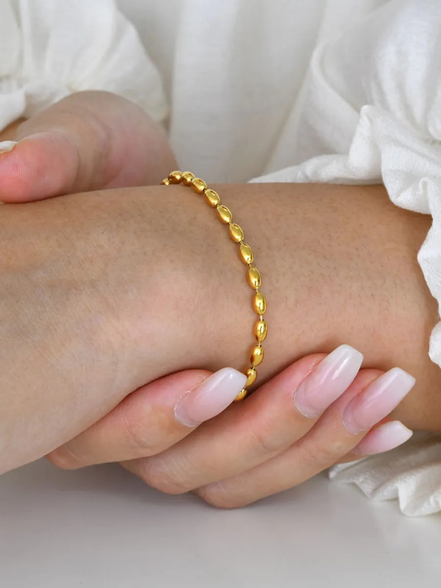 women’s trendy bracelets-Simple Style Solid Color Stainless Steel Plating 18k Gold Plated Bracelets