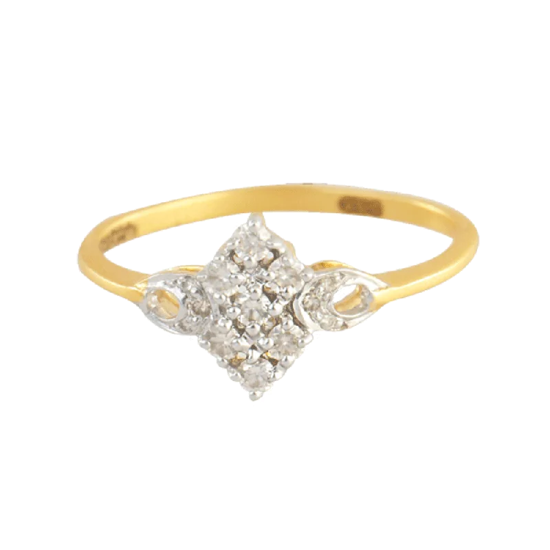 women’s black diamond rings-18KT (750) Yellow Gold And Diamond Ring For Women