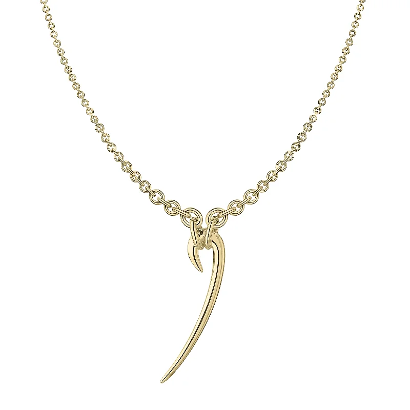 women’s elegant necklaces-women’s elegant necklaces-Hook Drop Necklace - Yellow Gold Vermeil