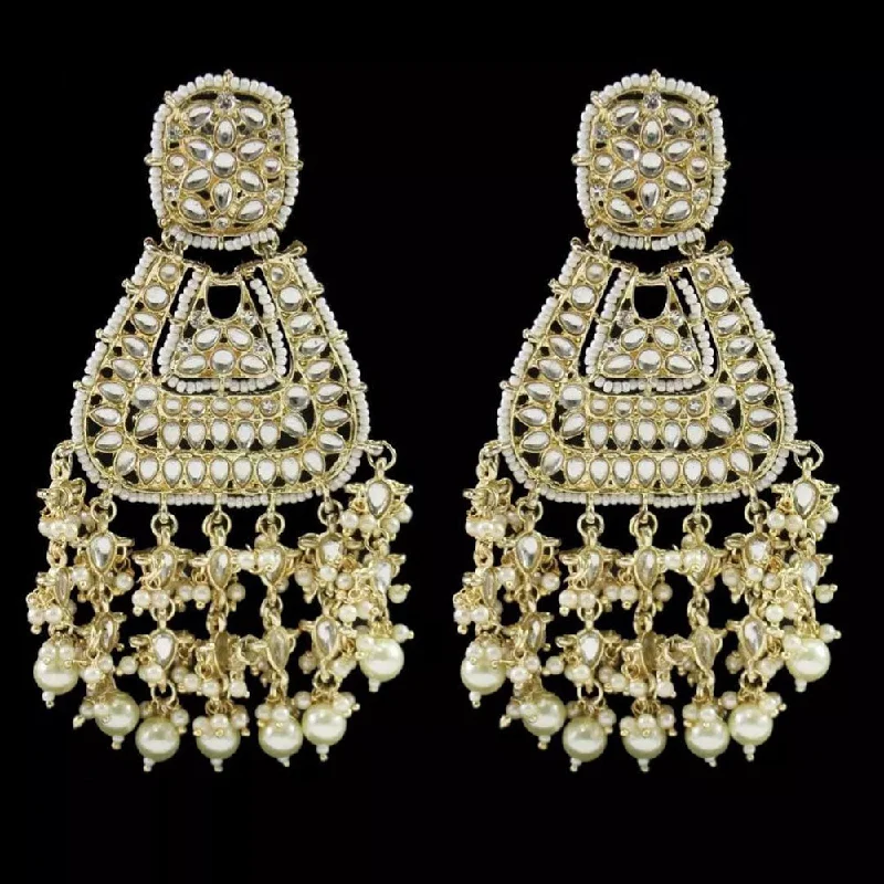 women’s hoop gold earrings-Lucentarts Jewellery Gold Plated Kundan Dangler Earrings