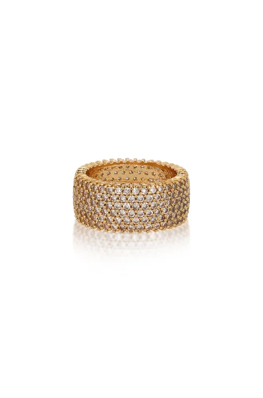 women’s radiant-cut rings-women’s radiant-cut rings-Crystal Thick Band Ring