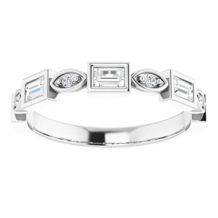 women’s geometric rings-women’s geometric rings-14K White 1/2 CTW Natural Diamond Anniversary Band