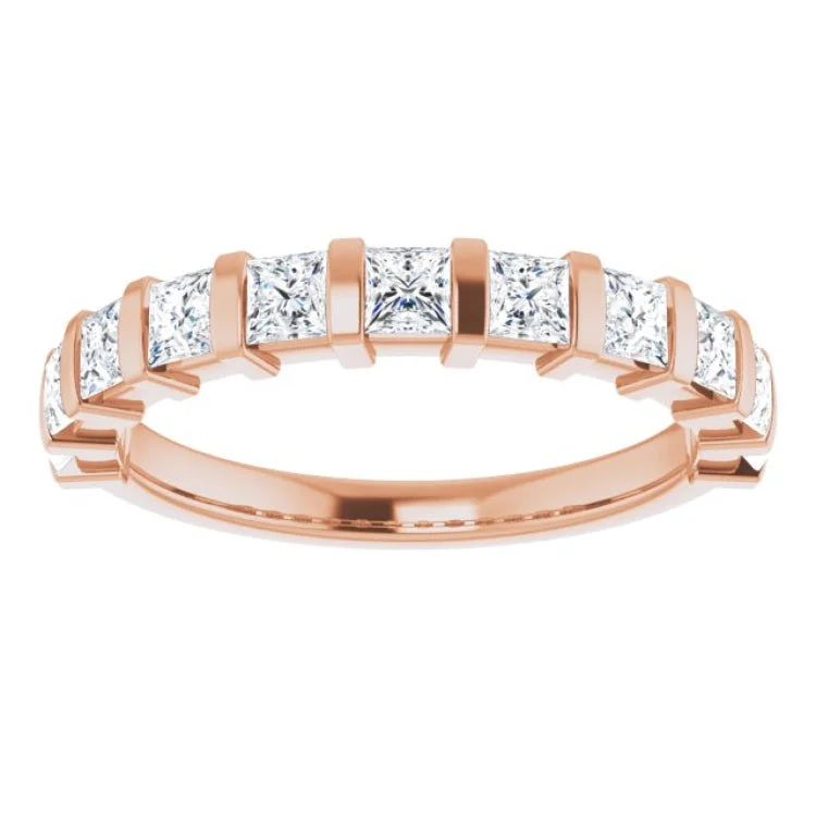 women’s radiant-cut rings-women’s radiant-cut rings-14K Rose 1 CTW Natural Diamond Anniversary Band