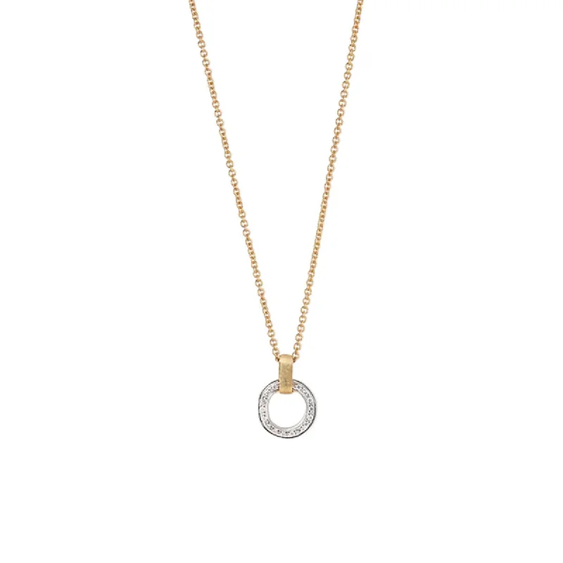 women’s luxury diamond necklaces-women’s luxury diamond necklaces-18K Yellow and White Gold Flat-Link Diamond Pendant Necklace