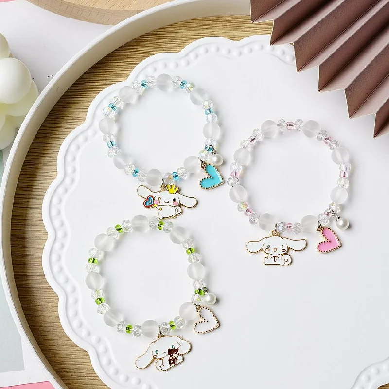 women’s contemporary bangles-Cute Rabbit Alloy Beaded Bracelets