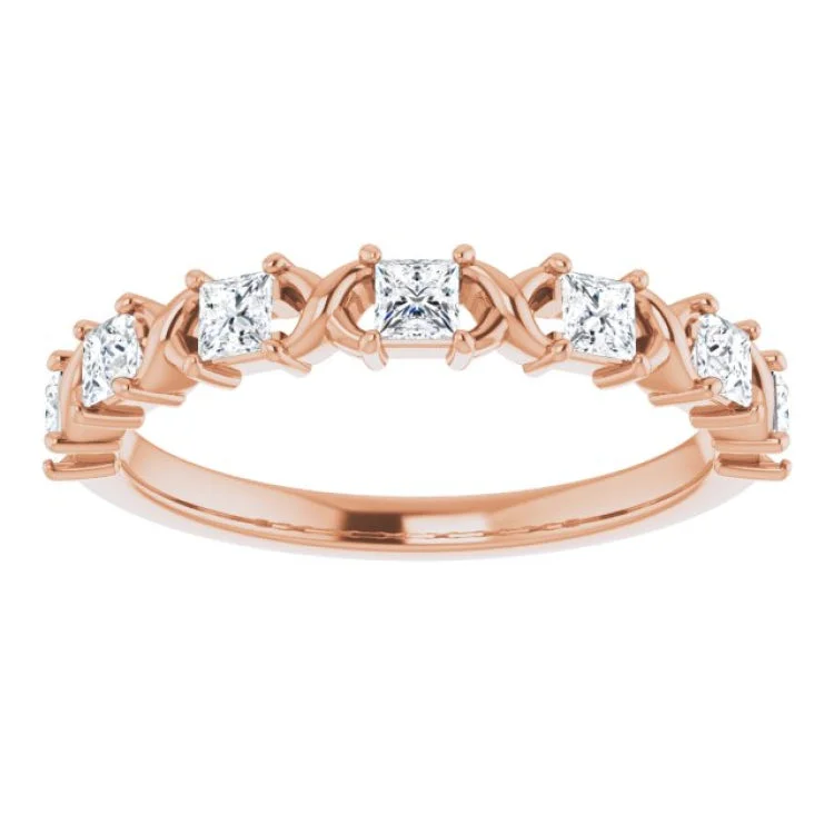 women’s geometric rings-women’s geometric rings-14K Rose 1/2 CTW Natural Diamond Anniversary Band