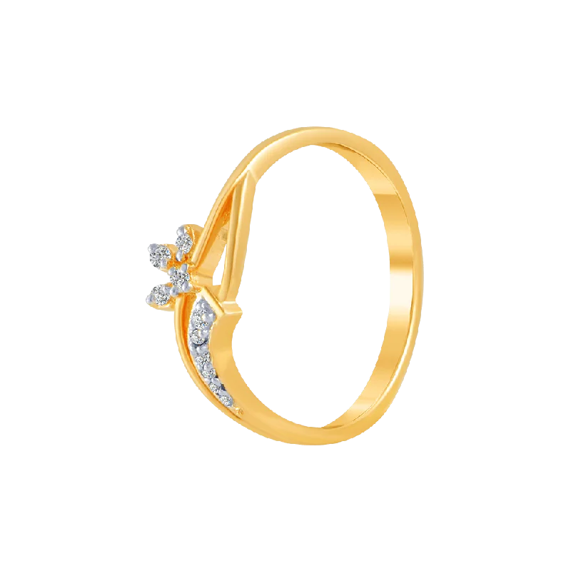 women’s rose gold rings-18KT (750) Yellow Gold And Diamond Ring For Women