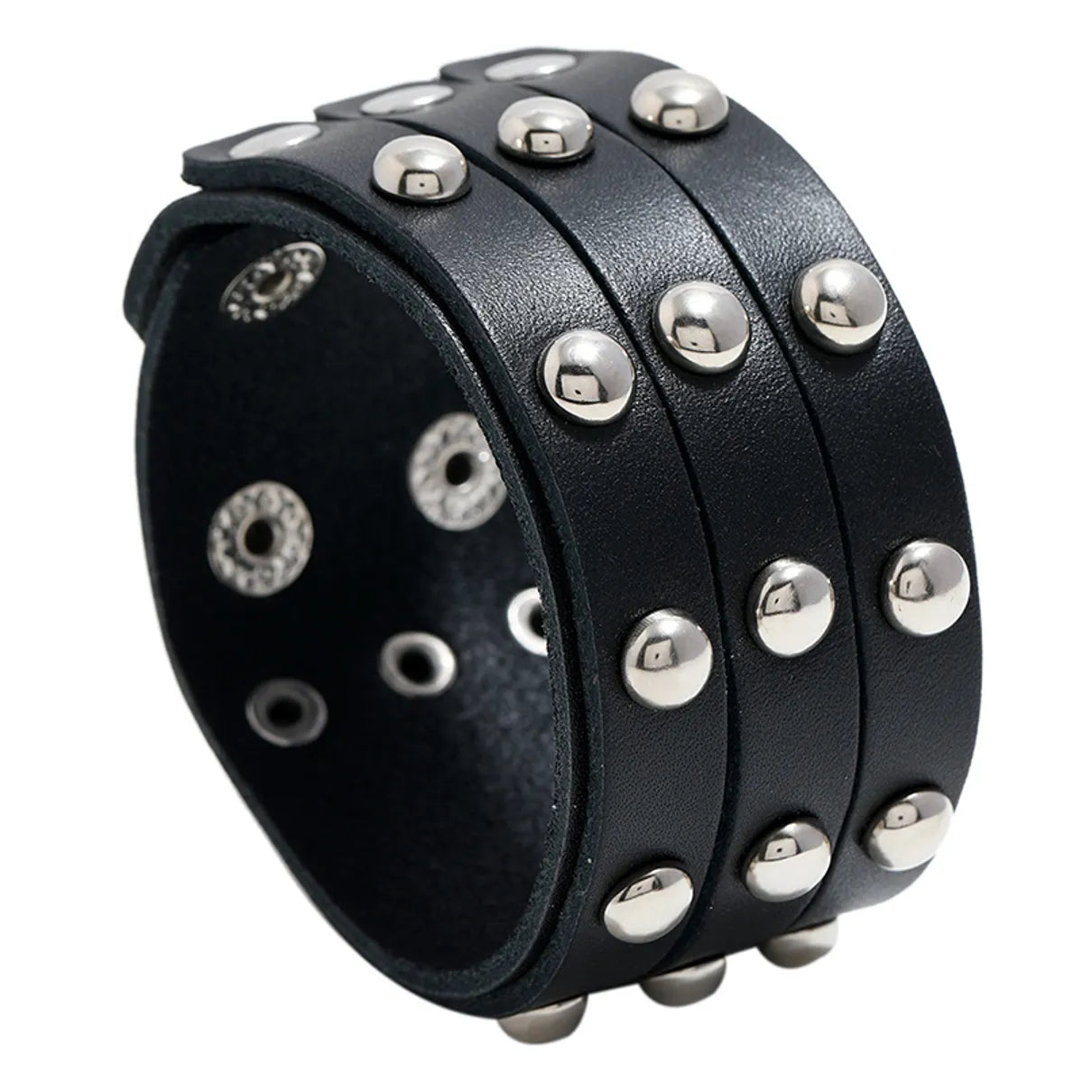 women’s unique bracelets-Punk Style Three-Row  Leather Bracelet