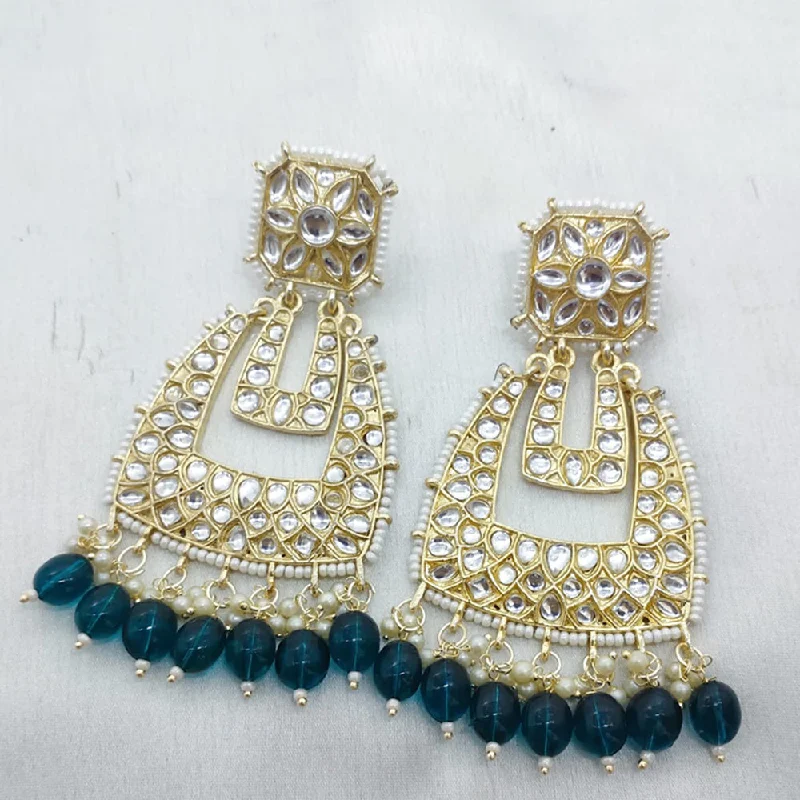 women’s angel wing earrings-Lucentarts Jewellery Gold Plated Kundan Dangler Earrings