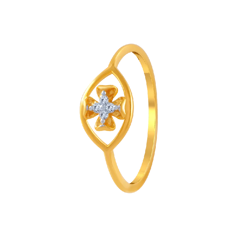 women’s halo diamond rings-14KT (585) Yellow Gold And American Diamond Ring For Women