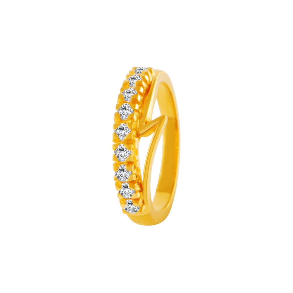 women’s anniversary rings-22KT Yellow Gold And American Diamond Ring For Women