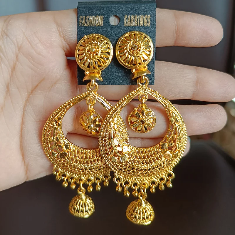 women’s chandelier earrings-Mahavir Dye Gold Dangler  Earrings