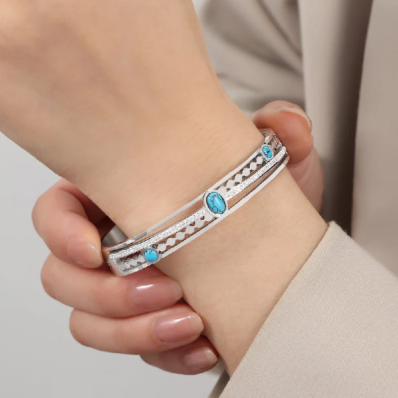 Blue Turquoise Steel Bracelet