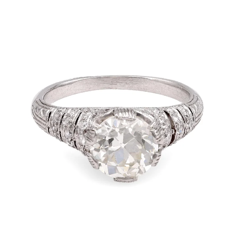 women’s mixed-metal rings-Edwardian-Inspired Platinum Diamond Ring