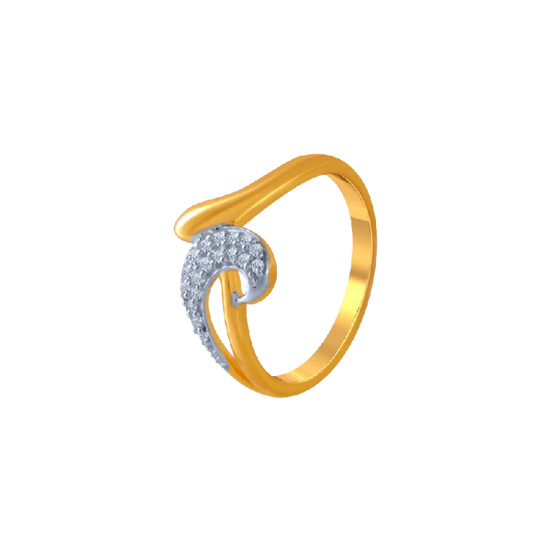 women’s textured rings-14KT (585) Yellow Gold And American Diamond Ring For Women