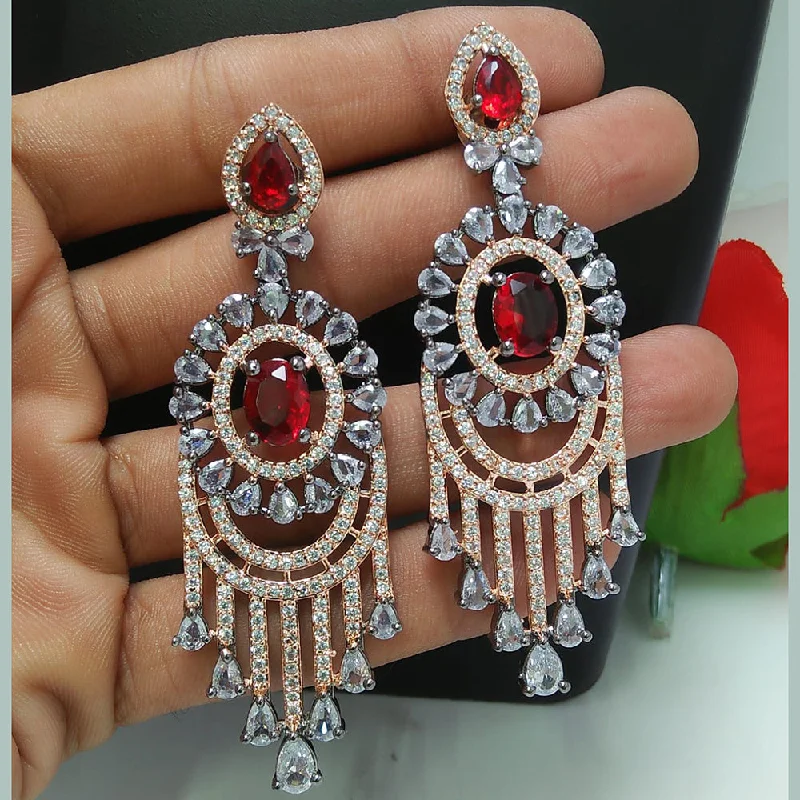 women’s layered hoop earrings-Manisha Jewellery 2 Tone AD Dangler Earrings