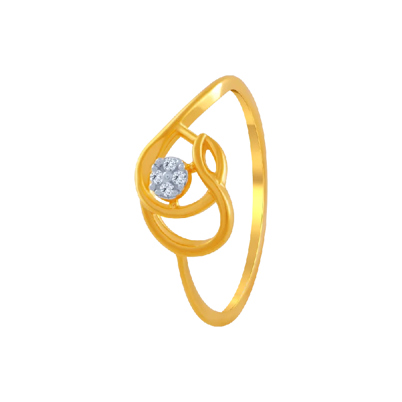 women’s handmade rings-14KT (585) Yellow Gold And American Diamond Ring For Women