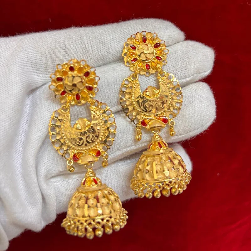 women’s crystal drop earrings-Pari Art Jewellery Forming Gold Jhumki Earrings