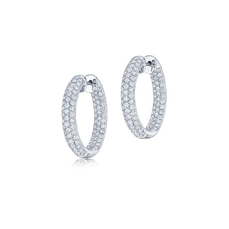 women’s unique earrings-KWIAT Moonlight Collection Pave Round Hoop Earring E-2525-0-DIA-18KW