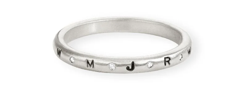 women’s simple rings-women’s simple rings-2.5mm Silver Initials Scroll Ring