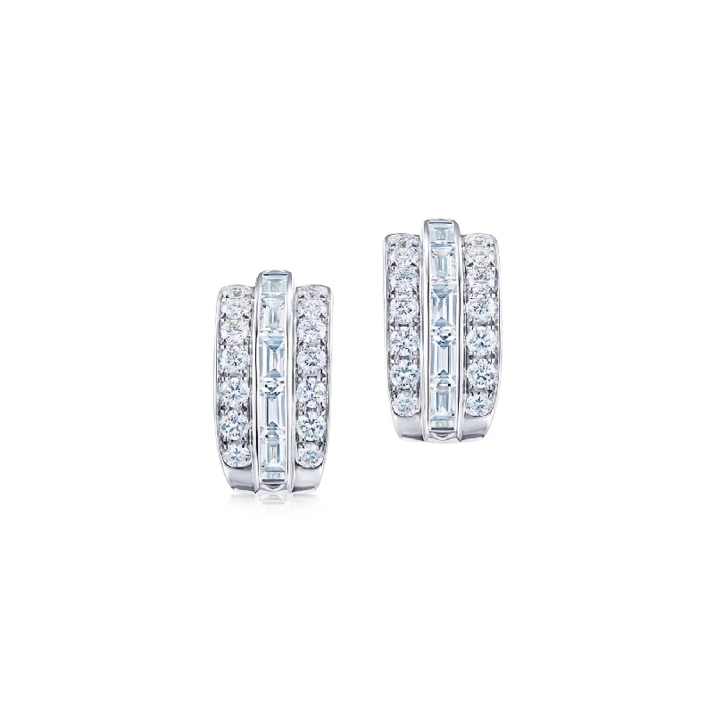 women’s colorful earrings-KWIAT Cascade Linear Huggie Earrings with Diamonds E-2509-0-DIA-18KW