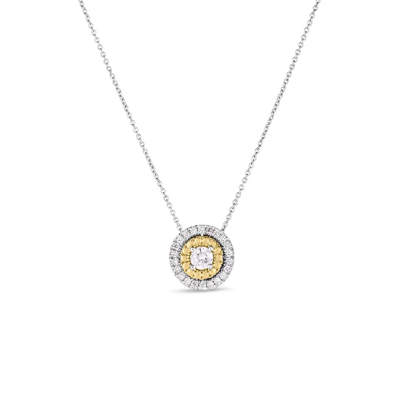 women’s silver-plated necklaces-women’s silver-plated necklaces-18K White and Yellow Siena Pave Dot Large Necklace