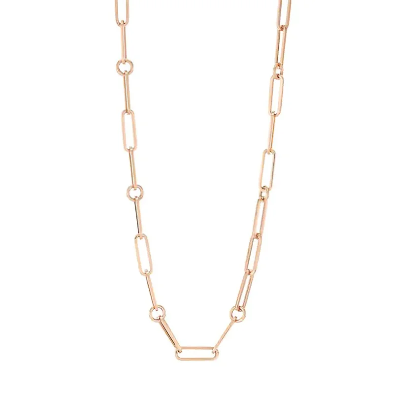 women’s multi-color gemstone necklaces-women’s multi-color gemstone necklaces-18K Rose Gold Paperclip Chain 22-Inch Necklace