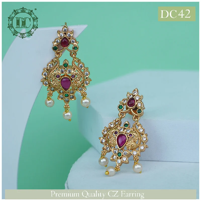 women’s crystal drop earrings-Diksha Collection Gold Plated Dangler Earrings