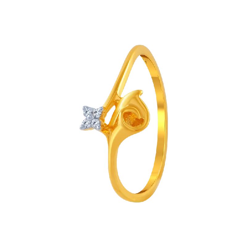 women’s elegant rings-14KT (585) Yellow Gold And American Diamond Ring For Women