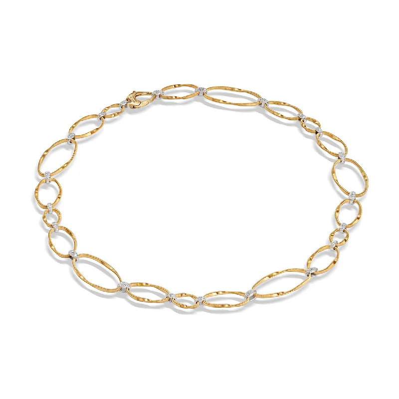 women’s mixed metal necklaces-women’s mixed metal necklaces-18K Yellow Gold and Diamond Flat Link Collar Necklace