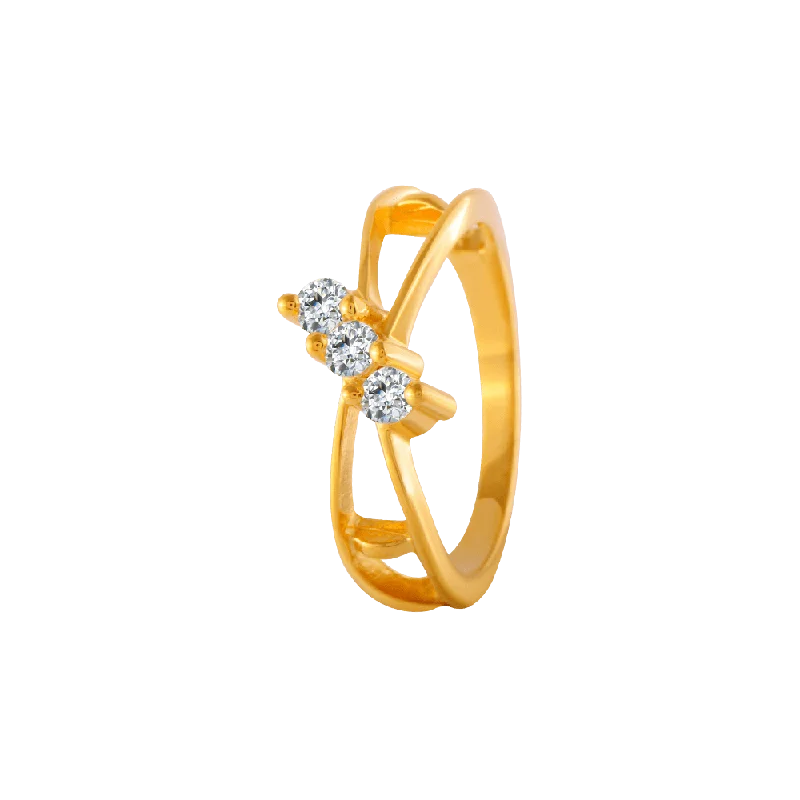 women’s diamond eternity rings-22KT Yellow Gold And American Diamond Ring For Women