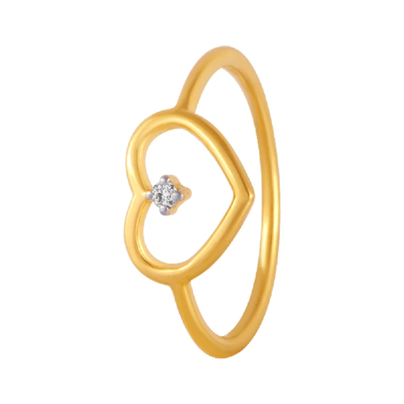 women’s simple rings-18KT (750) Yellow Gold And Diamond Ring For Women