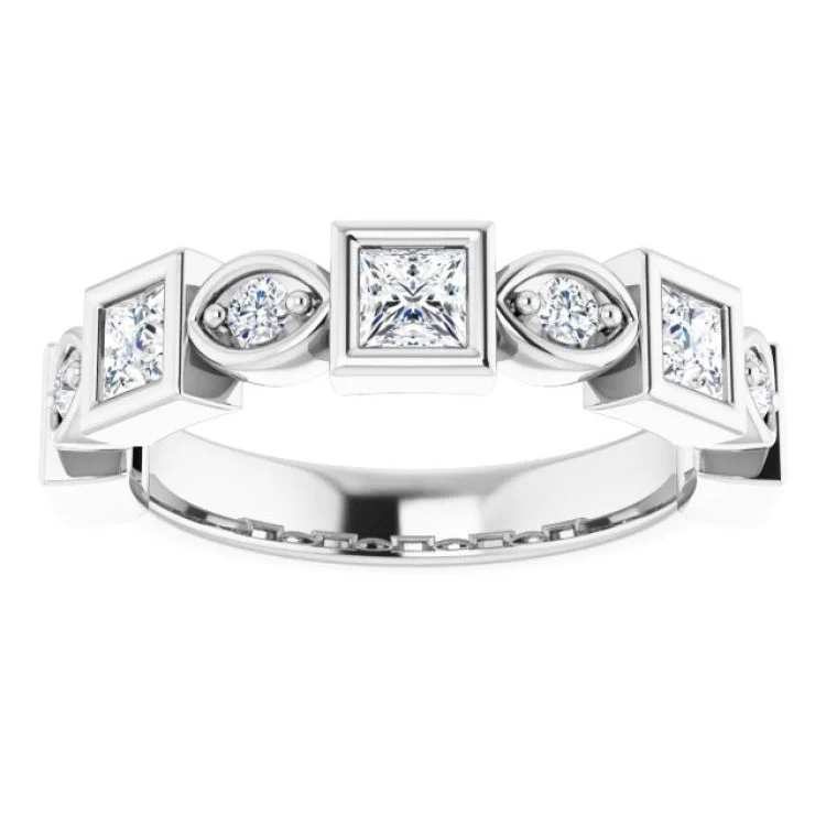 women’s gold-plated rings-women’s gold-plated rings-Platinum 9/10 CTW Natural Diamond Anniversary Band