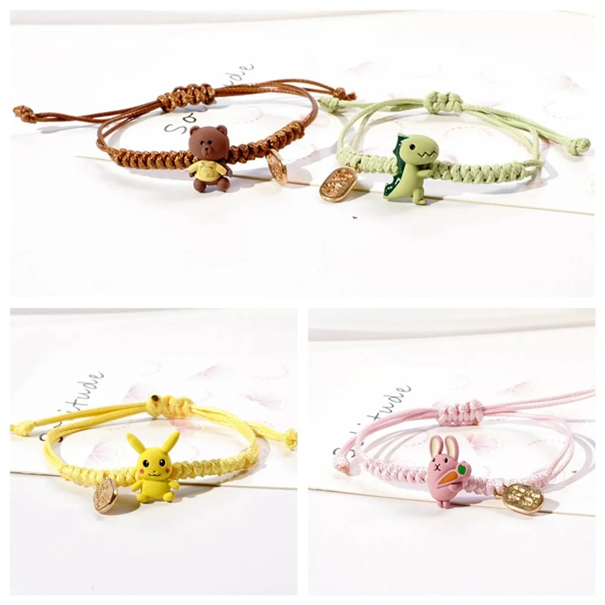 women’s luxury bangles-Simple Style Letter Bear Alloy Knitting Bracelets