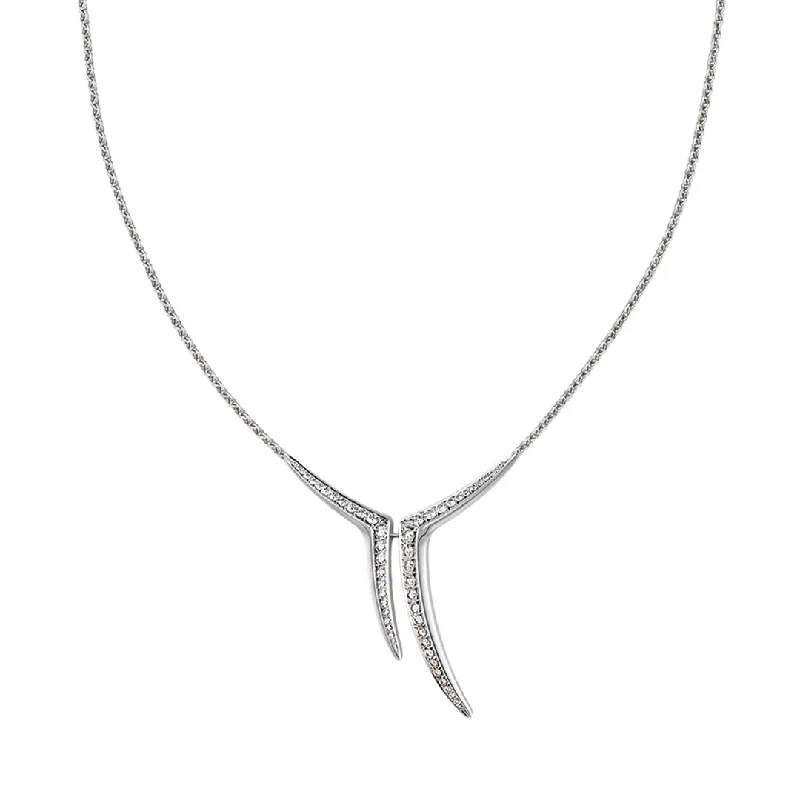 women’s gold-plated necklaces-women’s gold-plated necklaces-Sabre Fine Aerial Small Necklace - 18ct White Gold and Diamond