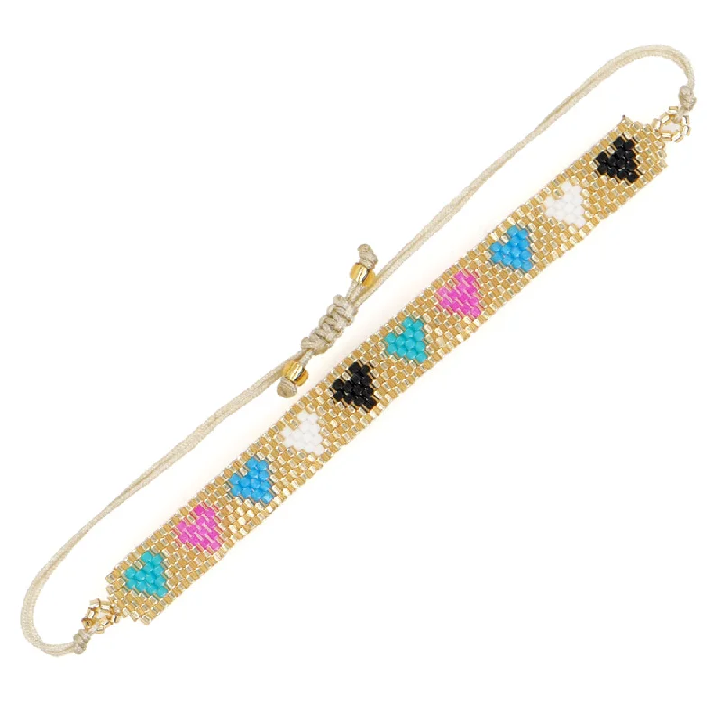 women’s diamond bracelets-1 Piece Ethnic Style Heart Shape Beaded Glass Knitting Women's Bracelets