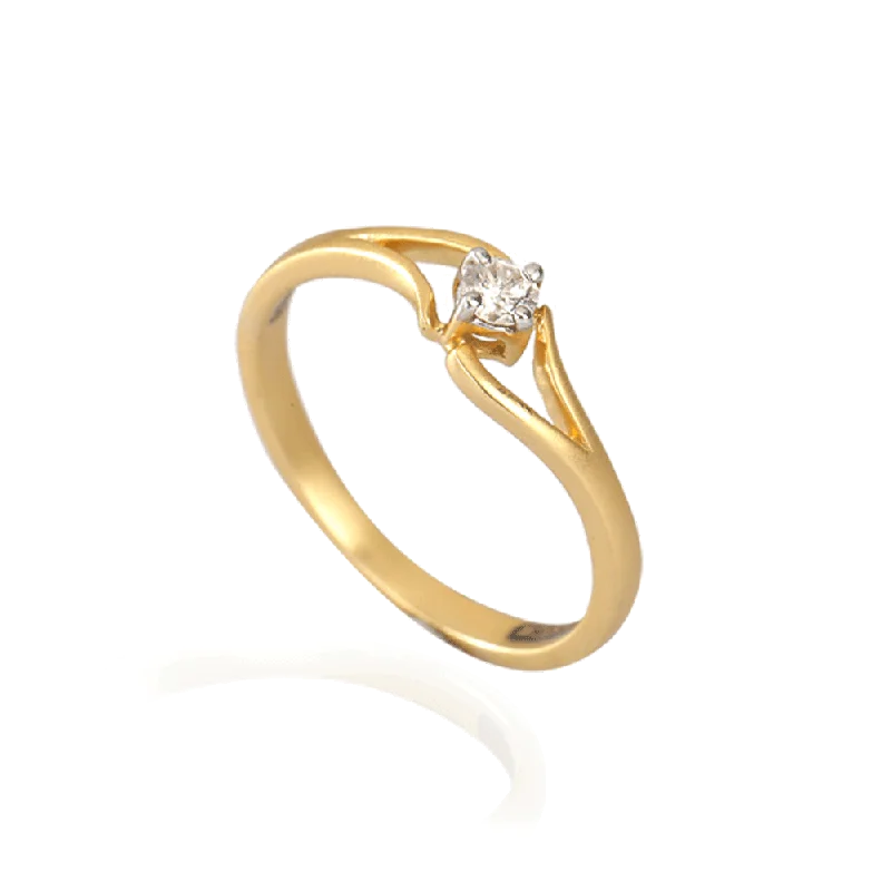 women’s round-cut rings-18KT (750) Yellow Gold And Diamond Ring For Women