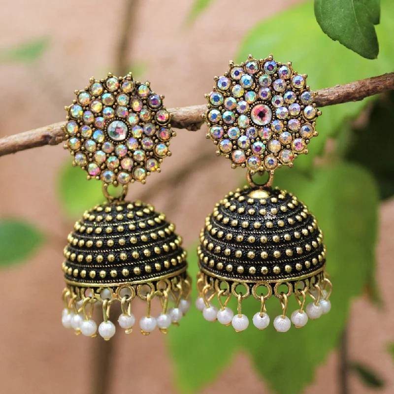 women’s chunky earrings-H K Fashion Gold Plated Pearl Jhumki Earrings